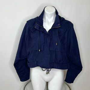 ASOS Blue Hooded Adjustable Sleeve Windbreaker Jacket Sz 6